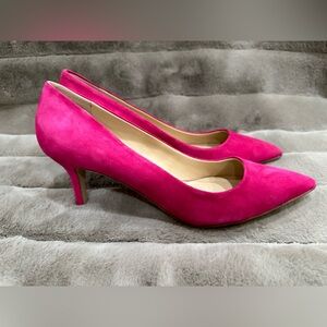 Franco Sarto Kitten Genuine Suede Fuchsia Pumps, Size 9M